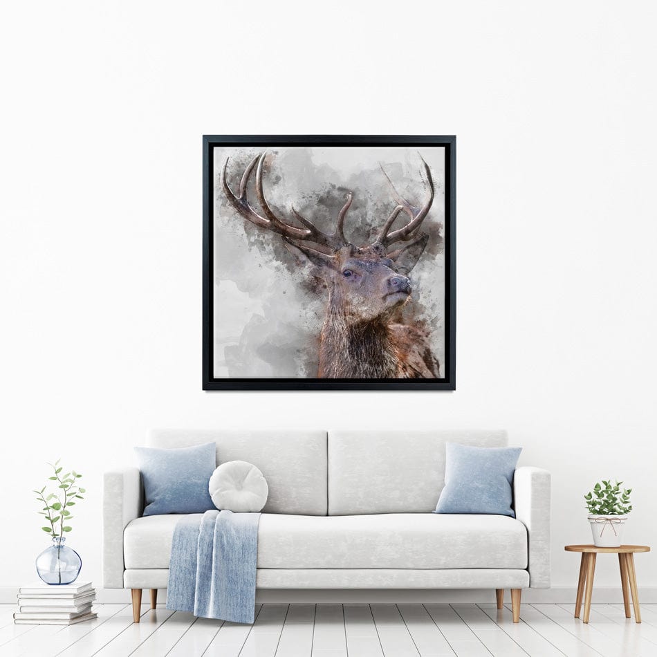 Stag Square Canvas Print wall art product Matt Gibson / Shutterstock