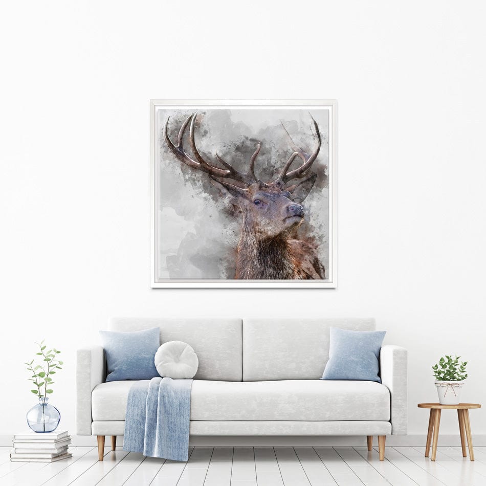 Stag Square Canvas Print wall art product Matt Gibson / Shutterstock