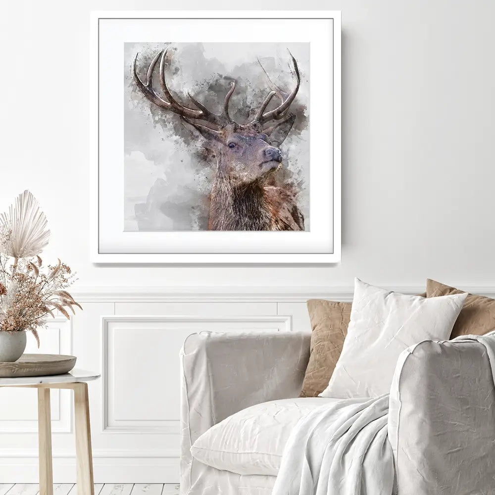 Stag Square Framed Art Print Stag Square Framed Art Print wall art product Matt Gibson / Shutterstock