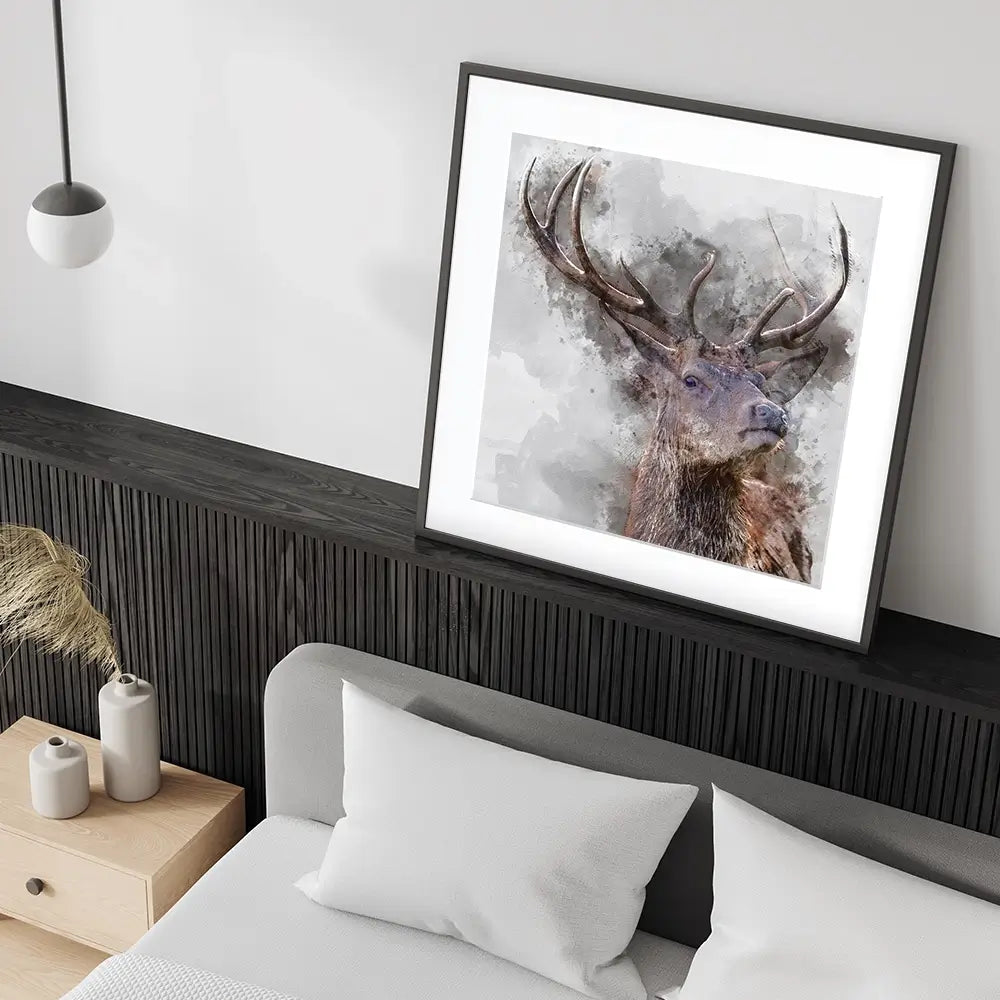 Stag Square Framed Art Print Stag Square Framed Art Print wall art product Matt Gibson / Shutterstock