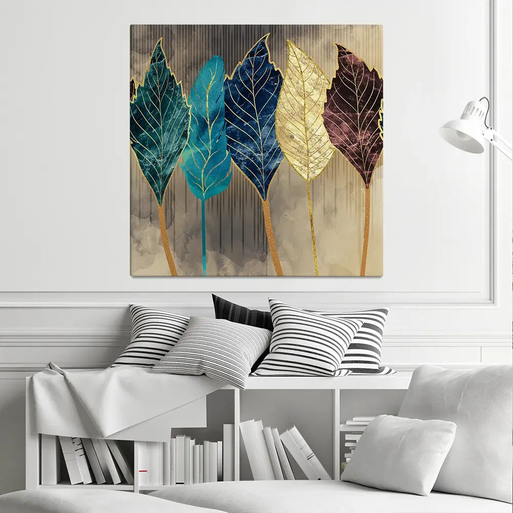 Standing Leaves Square Canvas Print Standing Leaves Square Canvas Print wall art product 3d artwork wallpaper / Shutterstock