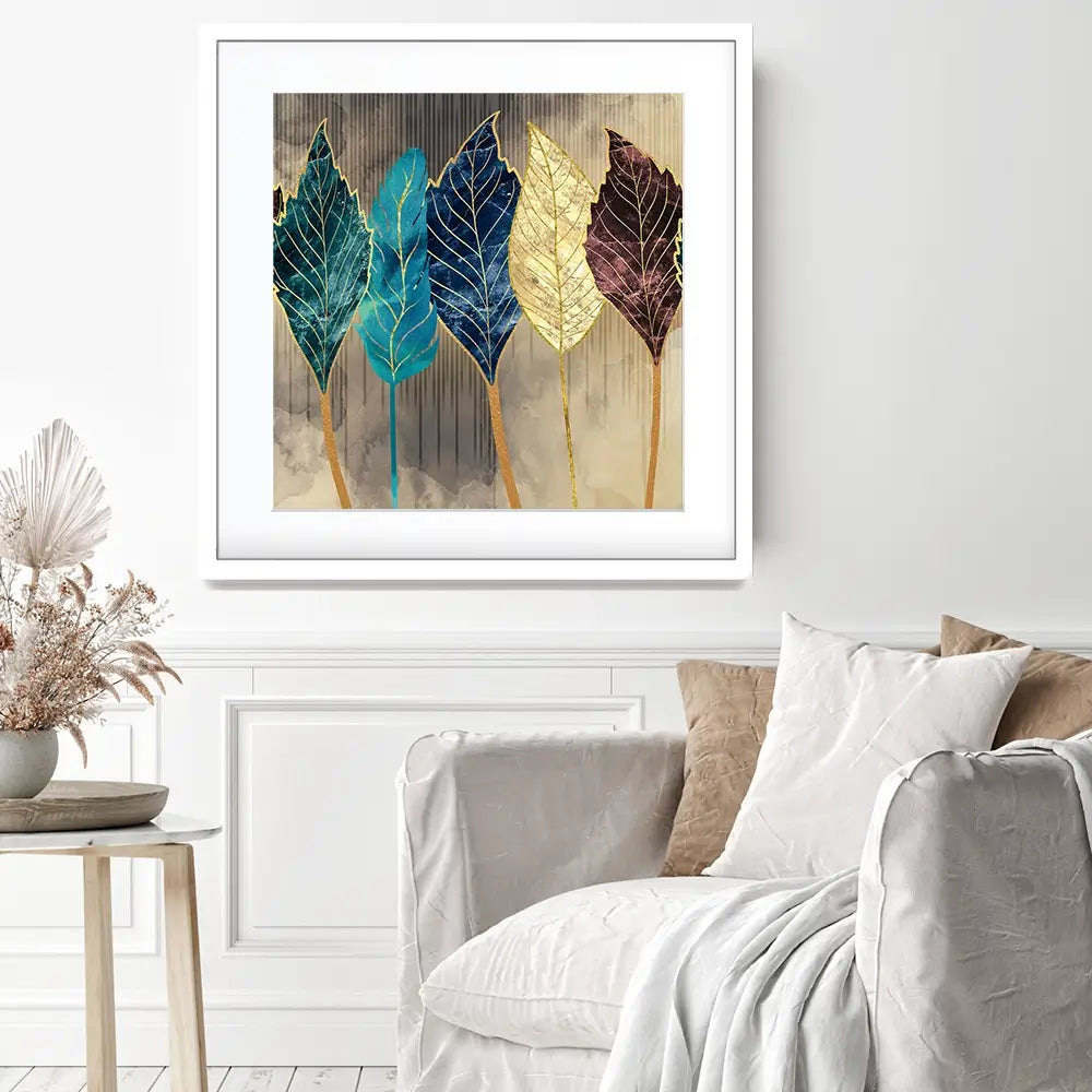 Standing Leaves Square Framed Art Print Standing Leaves Square Framed Art Print wall art product 3d artwork wallpaper / Shutterstock