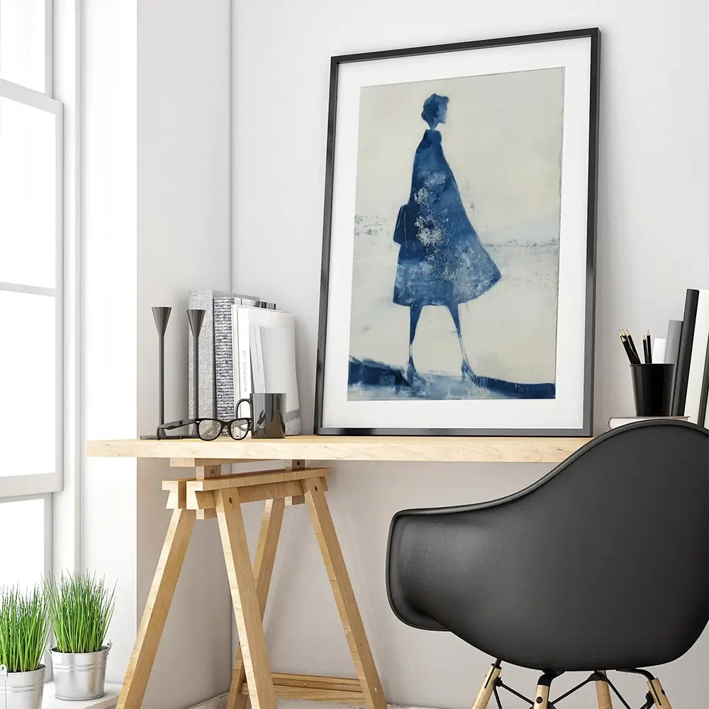 Standing Woman Profile Silhouette Framed Art Print Standing Woman Profile Silhouette Framed Art Print wall art product Chromatic Storm Studio