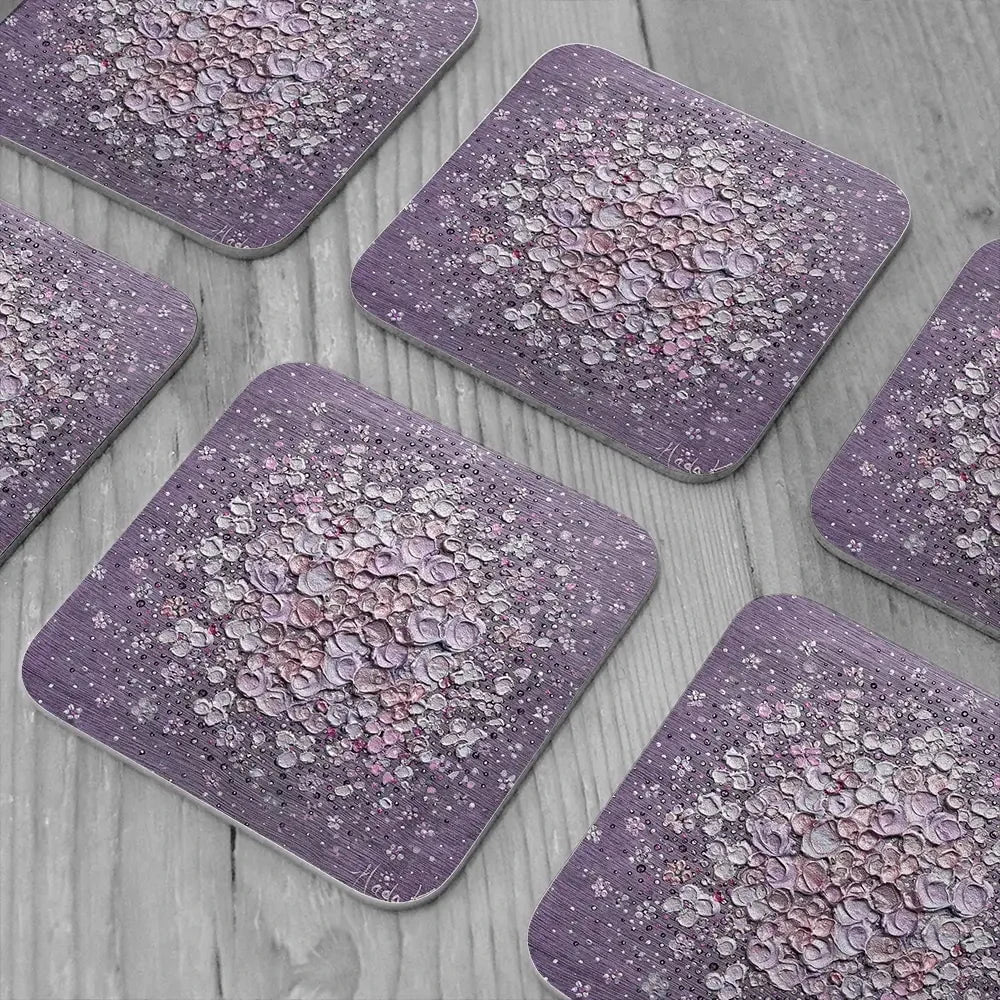 Starry Blossom Purple Coaster Set Starry Blossom Purple Coaster Set wall art product Nada Khatib