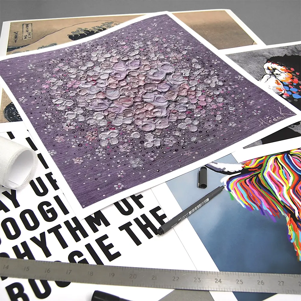 Starry Blossom Purple Square Art Print Starry Blossom Purple Square Art Print wall art product Nada Khatib