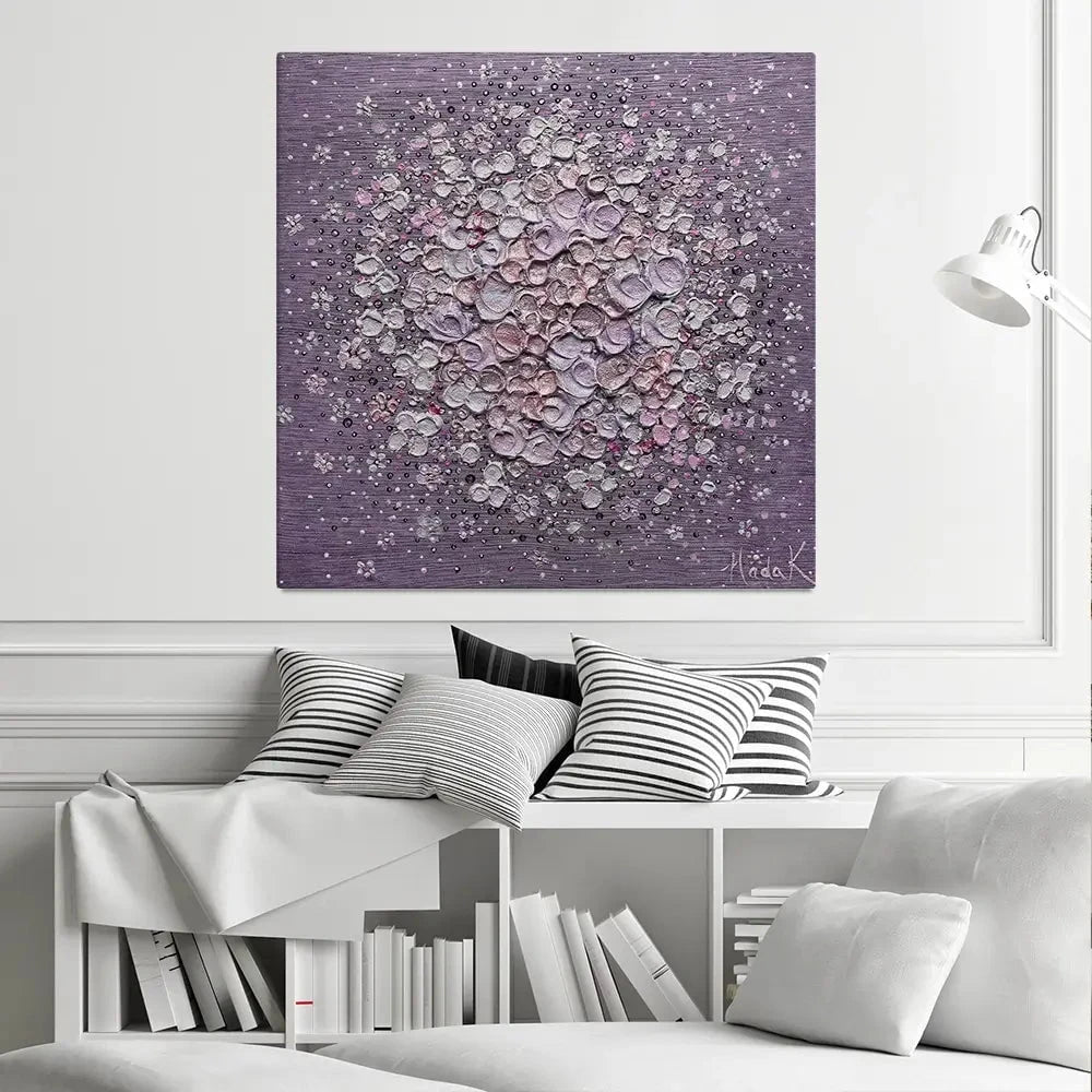 Starry Blossom Purple Square Canvas Print Starry Blossom Purple Square Canvas Print wall art product Nada Khatib