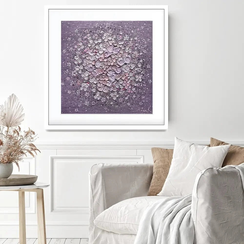 Starry Blossom Purple Square Framed Art Print Starry Blossom Purple Square Framed Art Print wall art product Nada Khatib
