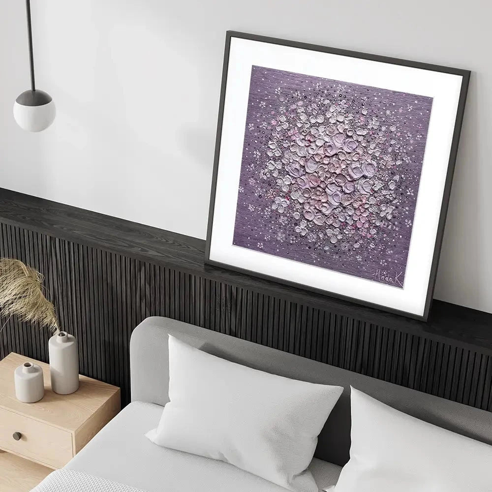 Starry Blossom Purple Square Framed Art Print Starry Blossom Purple Square Framed Art Print wall art product Nada Khatib