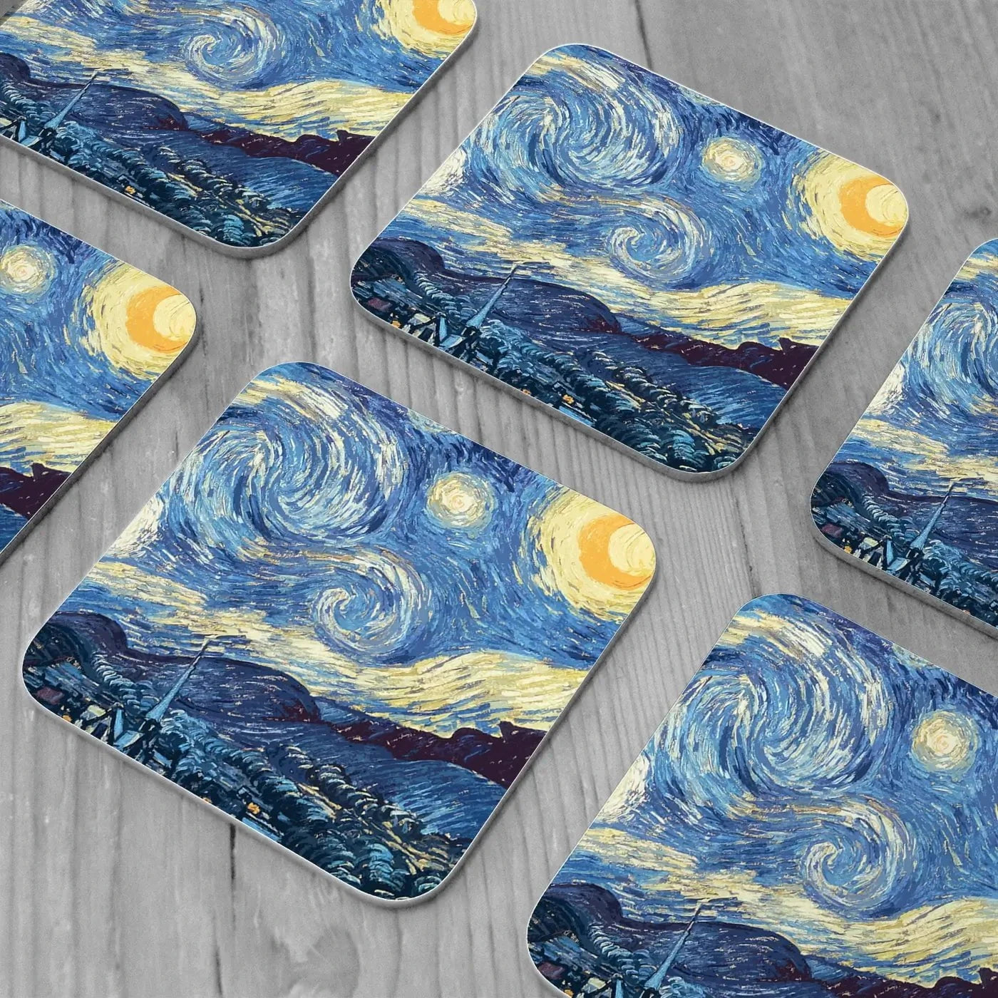 Starry Night Coaster Set Rainbow Soul Tree Coaster Set | Rainbow Soul Tree Art Coasters wall art product Vincent Van Gogh