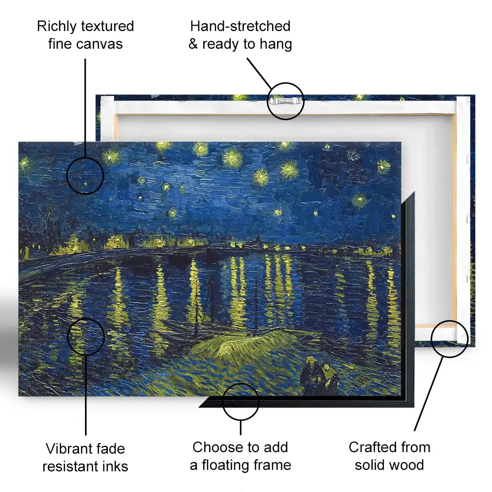 Starry Night Over The Rhône Canvas Print Starry Night Over The Rhône Canvas Print | Starry Night Artwork Design wall art product Vincent Van Gogh