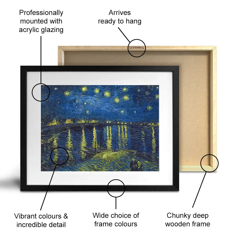 Starry Night Over The Rhône Framed Art Print Starry Night Over The Rhône Framed Art Print | Starry Night Framed Art wall art product Vincent Van Gogh