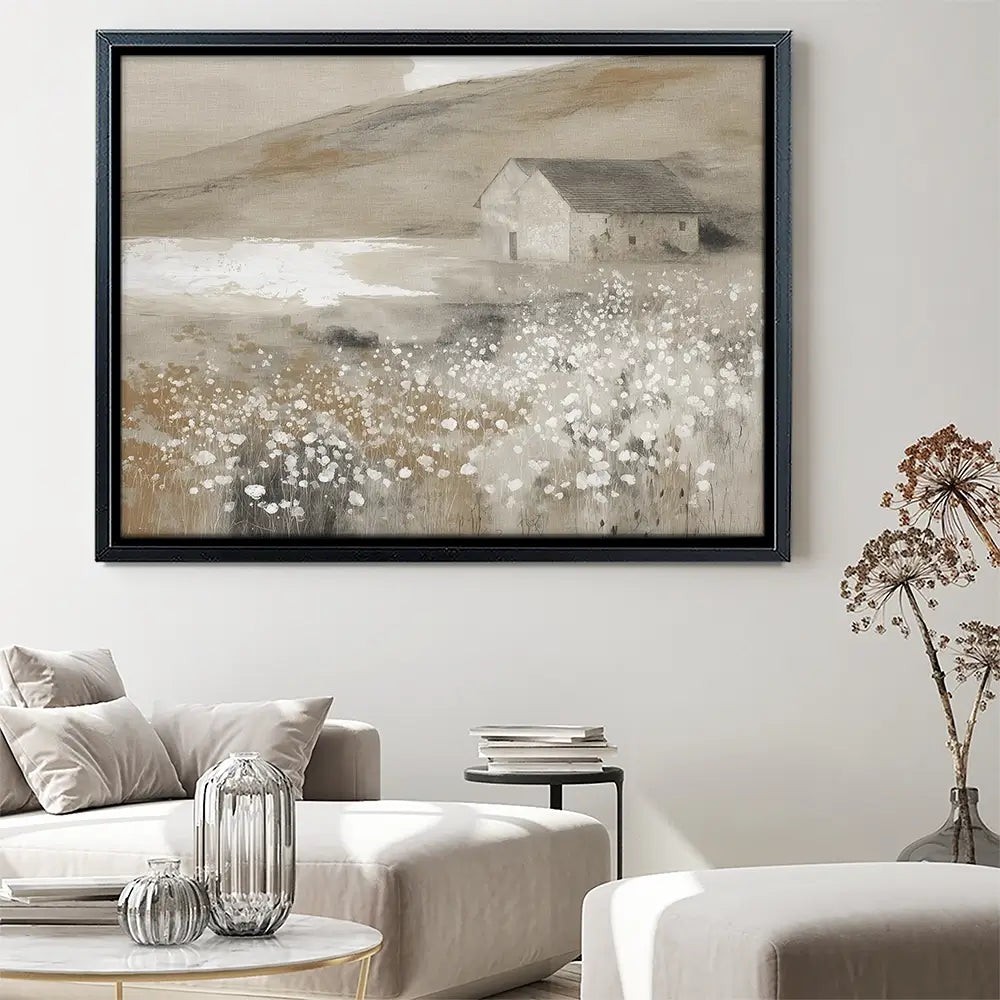 Stone Barn Wildflower Meadow Canvas Print Stone Barn Wildflower Meadow Canvas Print wall art product Chromatic Storm Studio