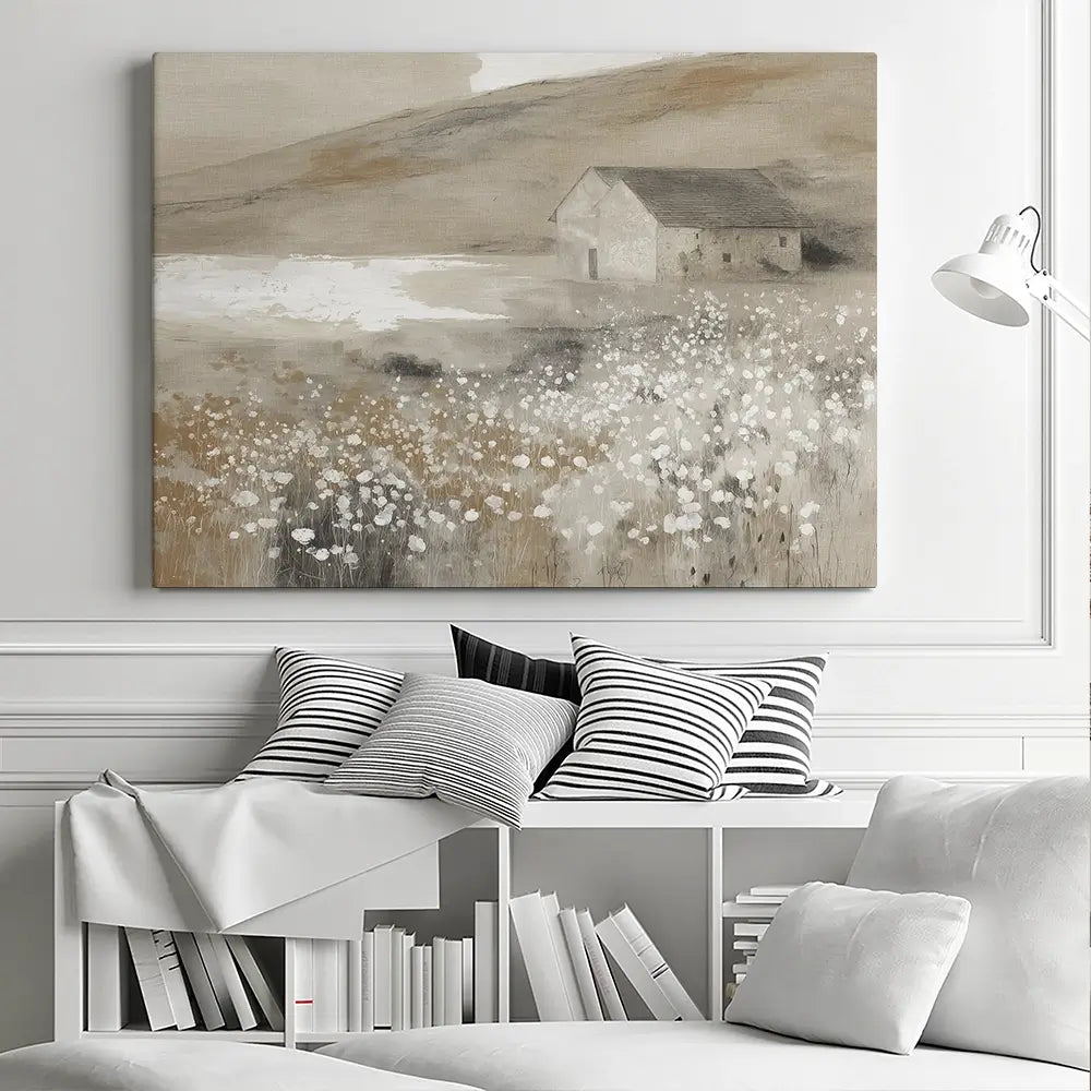 Stone Barn Wildflower Meadow Canvas Print Stone Barn Wildflower Meadow Canvas Print wall art product Chromatic Storm Studio