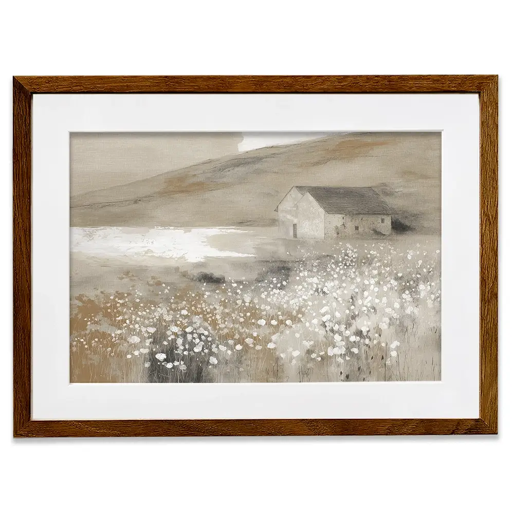 Stone Barn Wildflower Meadow Framed Art Print Stone Barn Wildflower Meadow Framed Art Print wall art product Chromatic Storm Studio