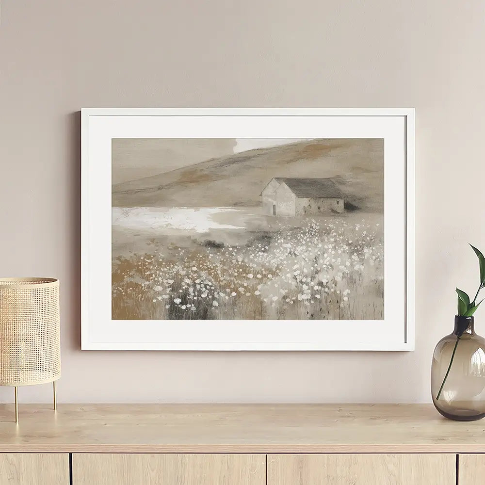 Stone Barn Wildflower Meadow Framed Art Print Stone Barn Wildflower Meadow Framed Art Print wall art product Chromatic Storm Studio