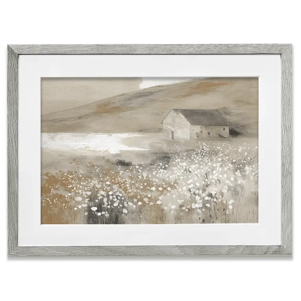 Stone Barn Wildflower Meadow Framed Art Print Stone Barn Wildflower Meadow Framed Art Print wall art product Chromatic Storm Studio