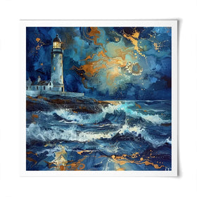 Stormy Lighthouse Square Art Print Stormy Lighthouse Square Art Print wall art product David Alexander Elder