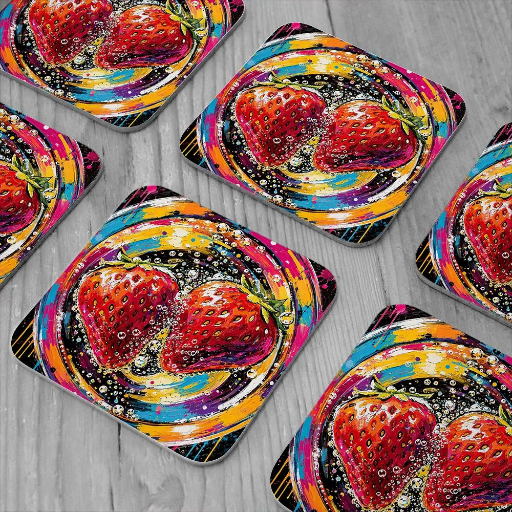 Strawberry Sparkler Cocktail Coaster Set Strawberry Sparkler Cocktail Coaster Set wall art product David Alexander Elder