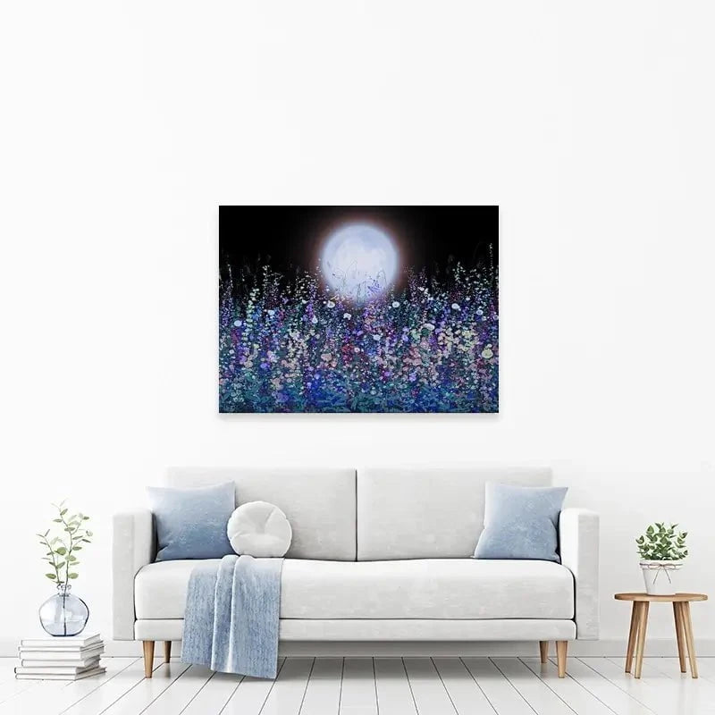 Strawberry Supermoon Rises Over The Meadow At Twilight Canvas Print Strawberry Supermoon Rises Over The Meadow At Twilight Canvas Print wall art product Lena Owens - Independent