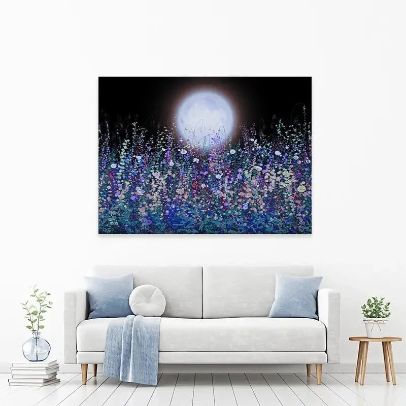 Strawberry Supermoon Rises Over The Meadow At Twilight Canvas Print Strawberry Supermoon Rises Over The Meadow At Twilight Canvas Print wall art product Lena Owens - Independent