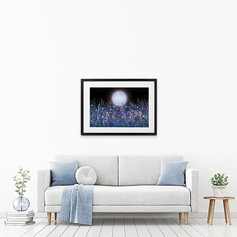 Strawberry Supermoon Rises Over The Meadow At Twilight Framed Art Print Strawberry Supermoon Rises Over The Meadow At Twilight Framed Art Print wall art product Lena Owens - Independent