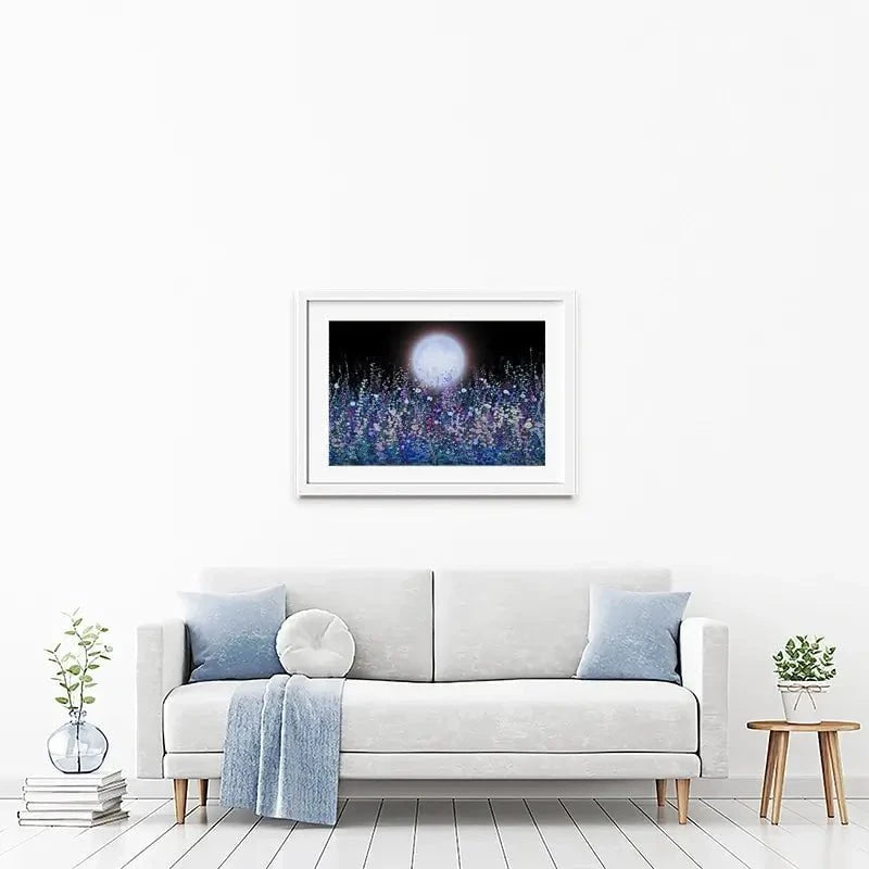 Strawberry Supermoon Rises Over The Meadow At Twilight Framed Art Print Strawberry Supermoon Rises Over The Meadow At Twilight Framed Art Print wall art product Lena Owens - Independent