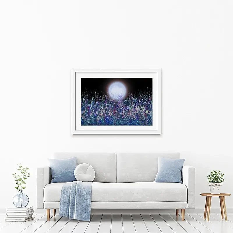 Strawberry Supermoon Rises Over The Meadow At Twilight Framed Art Print Strawberry Supermoon Rises Over The Meadow At Twilight Framed Art Print wall art product Lena Owens - Independent