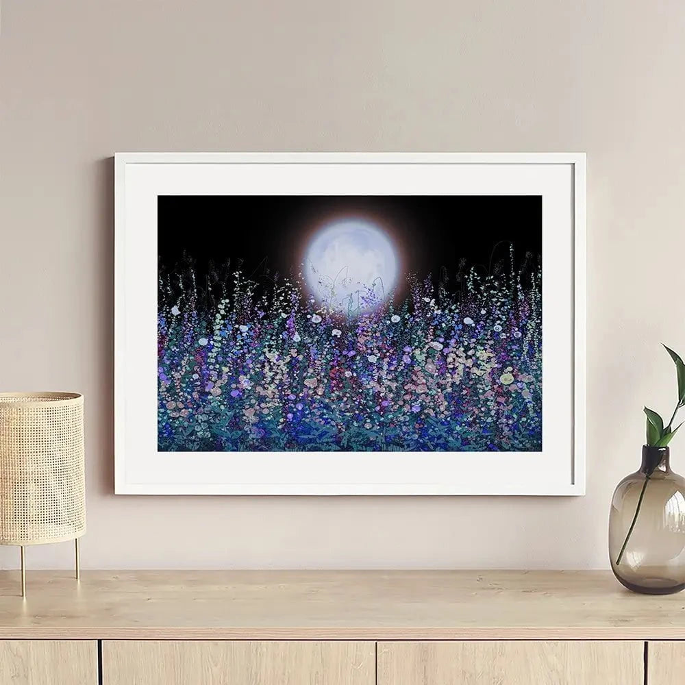 Strawberry Supermoon Rises Over The Meadow At Twilight Framed Art Print Strawberry Supermoon Rises Over The Meadow At Twilight Framed Art Print wall art product Lena Owens - Independent