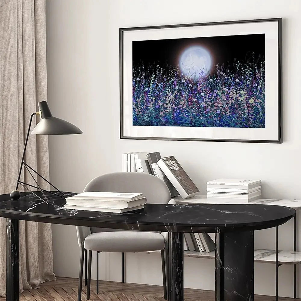 Strawberry Supermoon Rises Over The Meadow At Twilight Framed Art Print Strawberry Supermoon Rises Over The Meadow At Twilight Framed Art Print wall art product Lena Owens - Independent