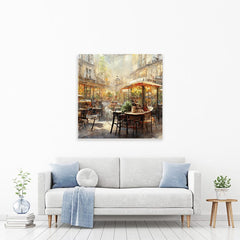 Street Cafe Square Canvas Print wall art product BubertArt / Shutterstock