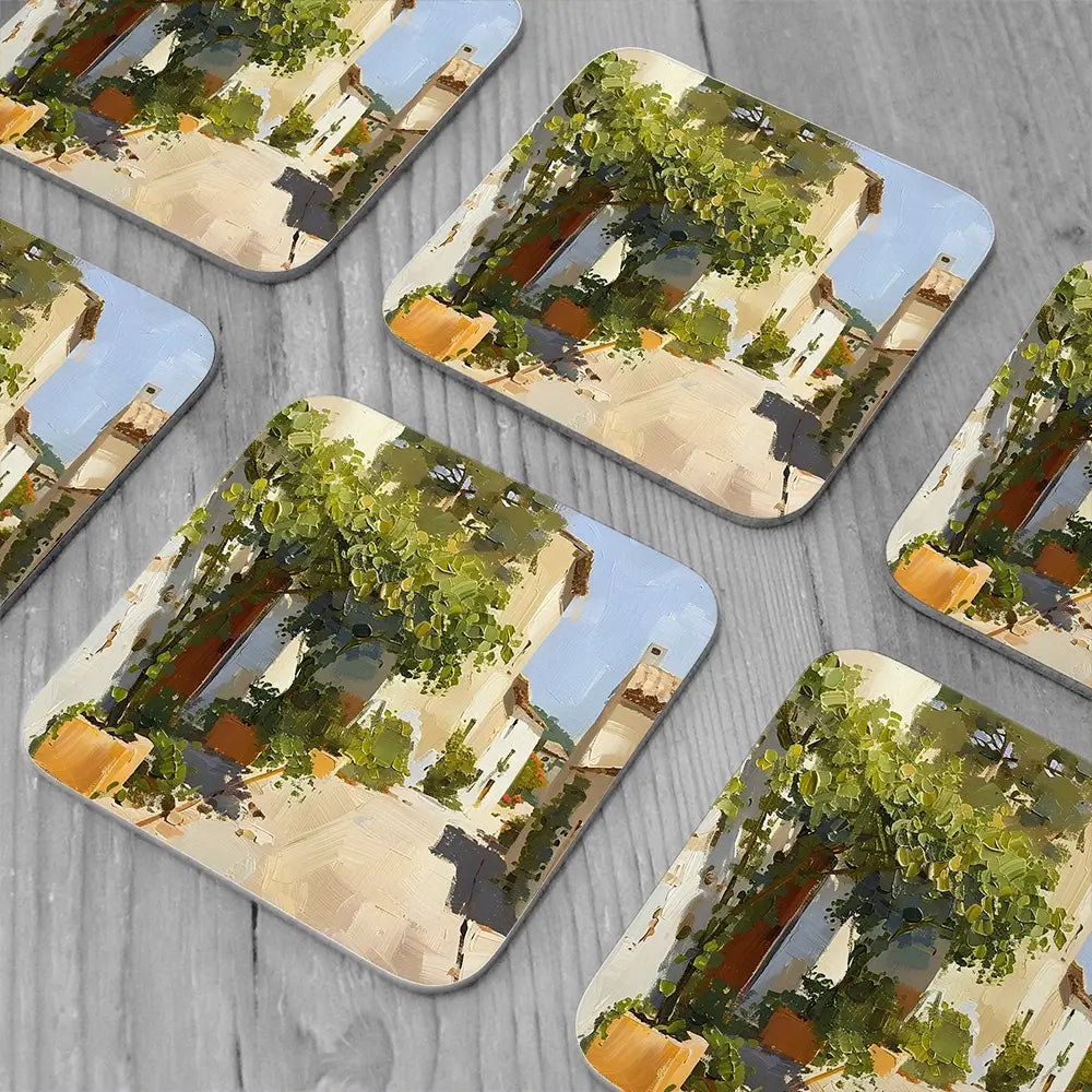 Street In Mallorca Coaster Set Street In Mallorca Coaster Set wall art product Elena Avanesova