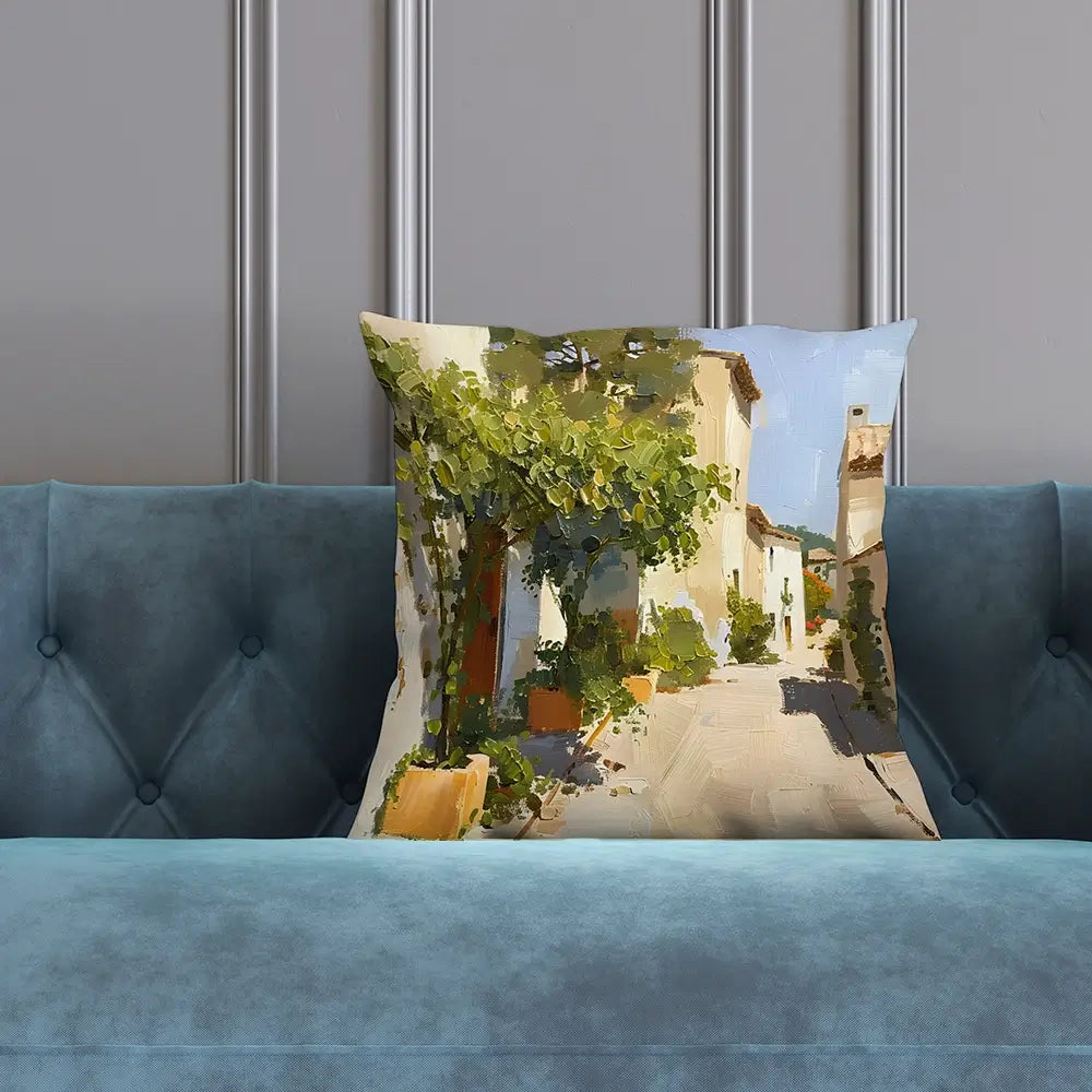 Street In Mallorca Cushion Street In Mallorca Cushion wall art product Elena Avanesova