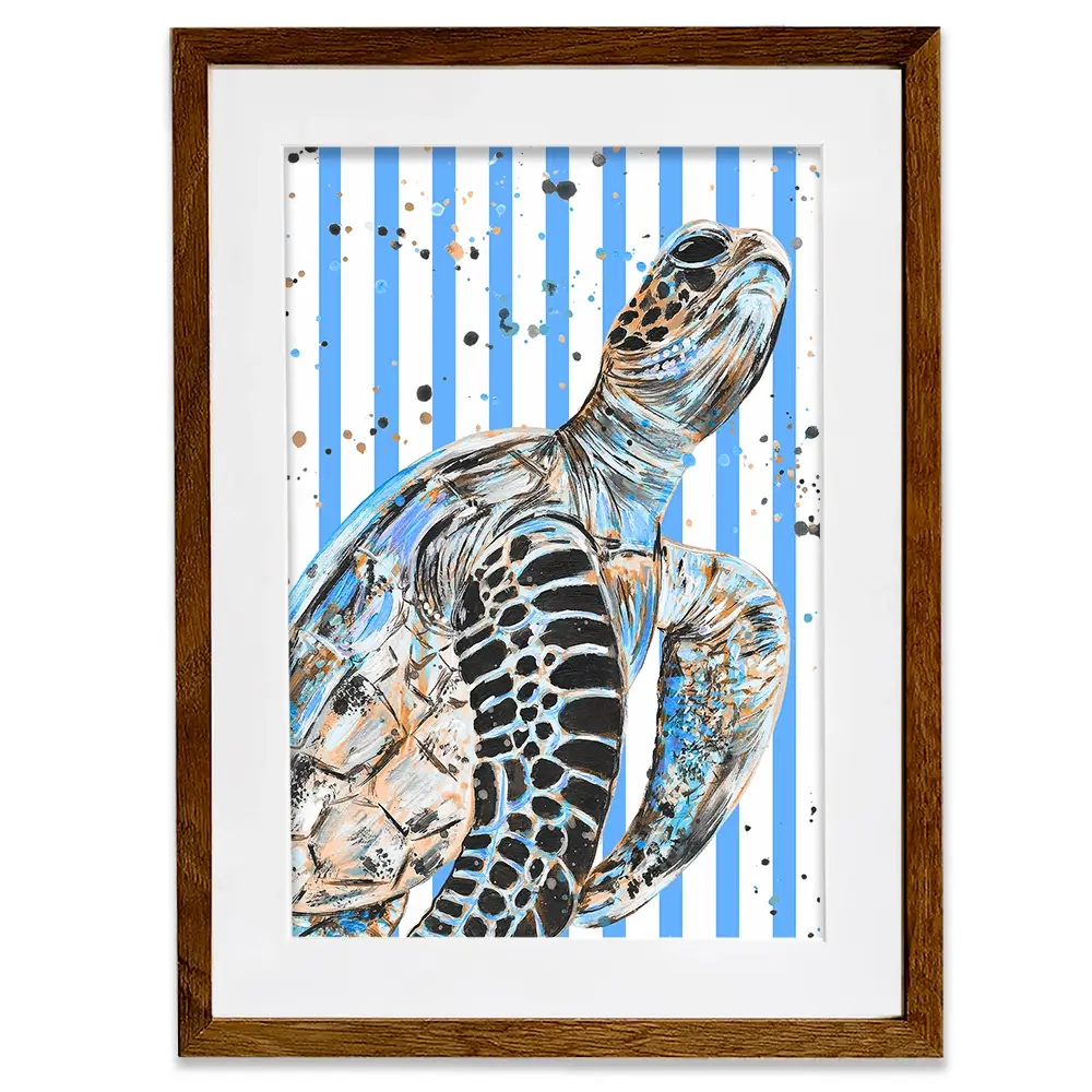 Striped Seaturtle Framed Art Print Striped Seaturtle Framed Art Print wall art product Emma LC Art