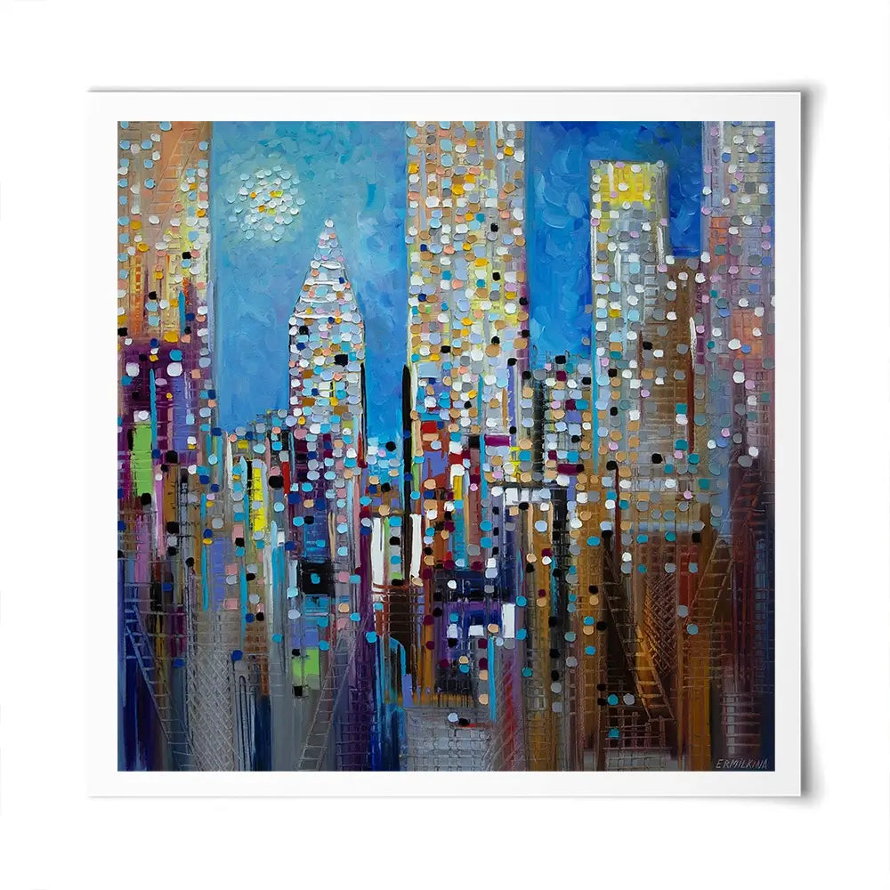 Sun Over The City Square Art Print Sun Over The City Square Art Print wall art product Ekaterina Ermilkina