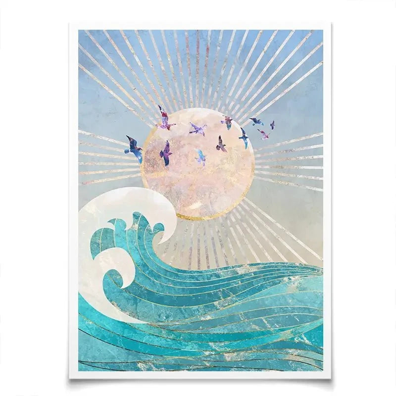 Sun Sea And Birds Art Print Sun Sea And Birds Art Print wall art product Sarah Manovski