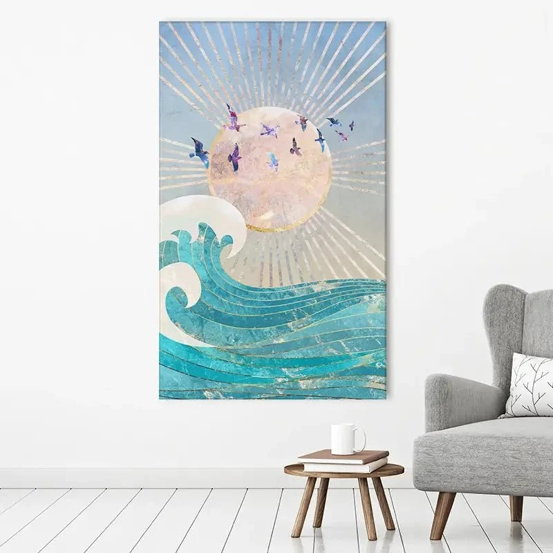 Sun Sea And Birds Canvas Print Sun Sea And Birds Canvas Print wall art product Sarah Manovski