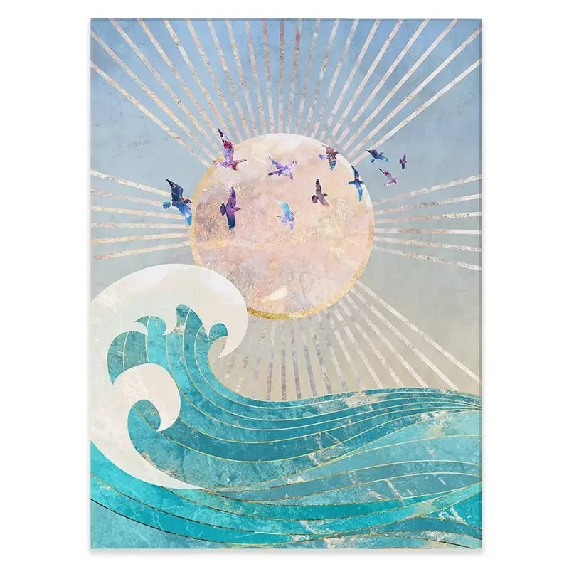 Sun Sea And Birds Canvas Print Sun Sea And Birds Canvas Print wall art product Sarah Manovski