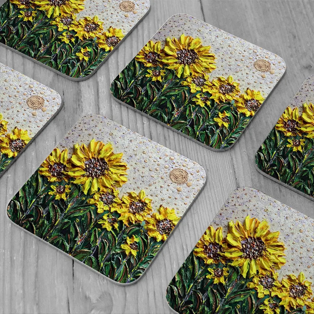 Sun Shining Sunflowers Coaster Set Sun Shining Sunflowers Coaster Set wall art product Nada Khatib
