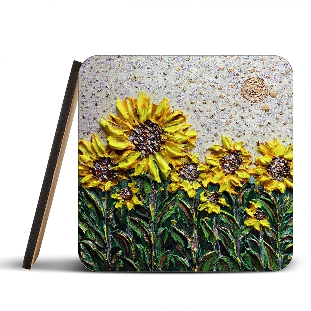 Sun Shining Sunflowers Coaster Set Sun Shining Sunflowers Coaster Set wall art product Nada Khatib
