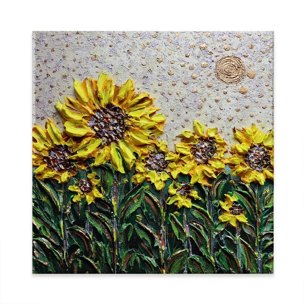 Sun Shining Sunflowers Square Canvas Print Sun Shining Sunflowers Square Canvas Print wall art product Nada Khatib