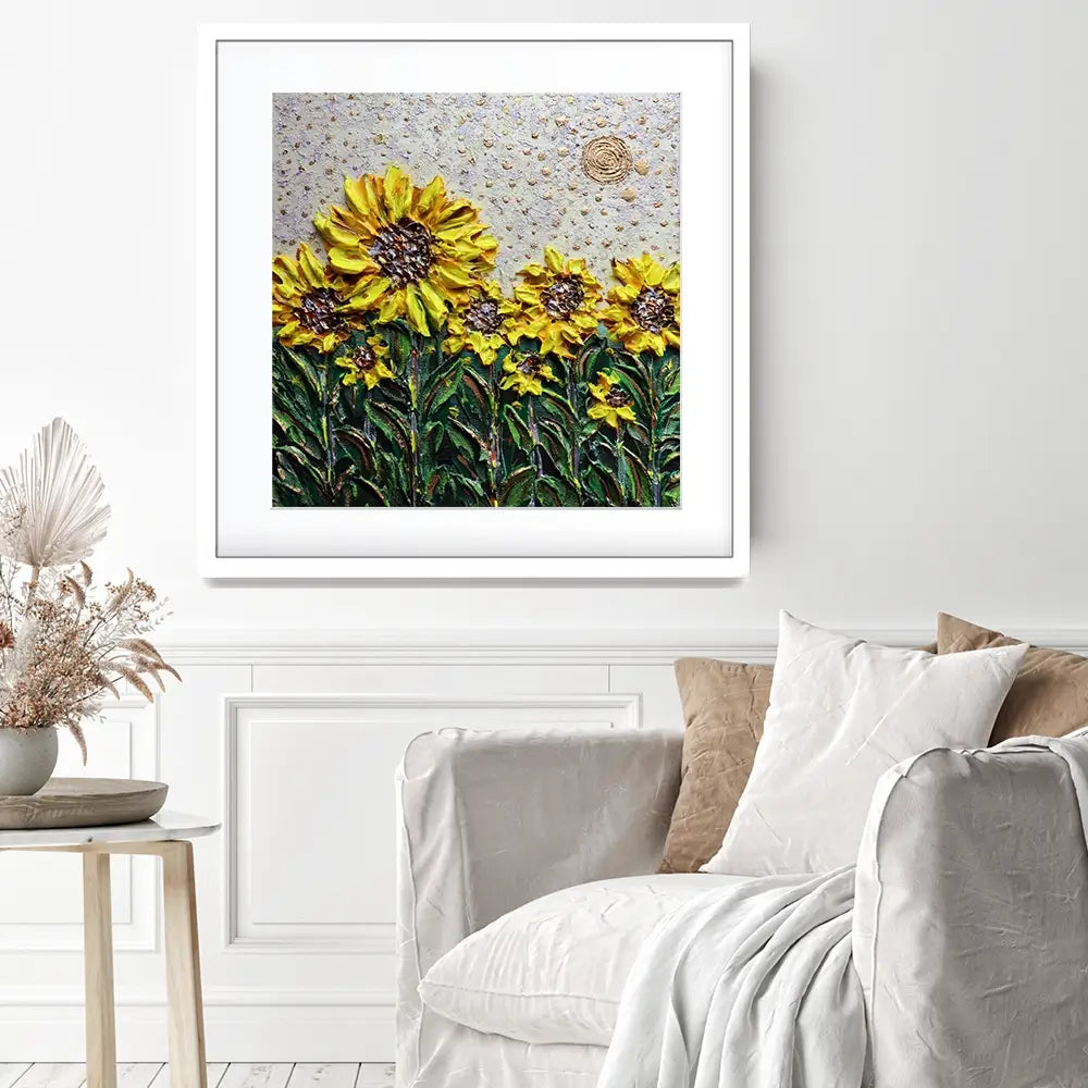 Sun Shining Sunflowers Square Framed Art Print Sun Shining Sunflowers Square Framed Art Print wall art product Nada Khatib