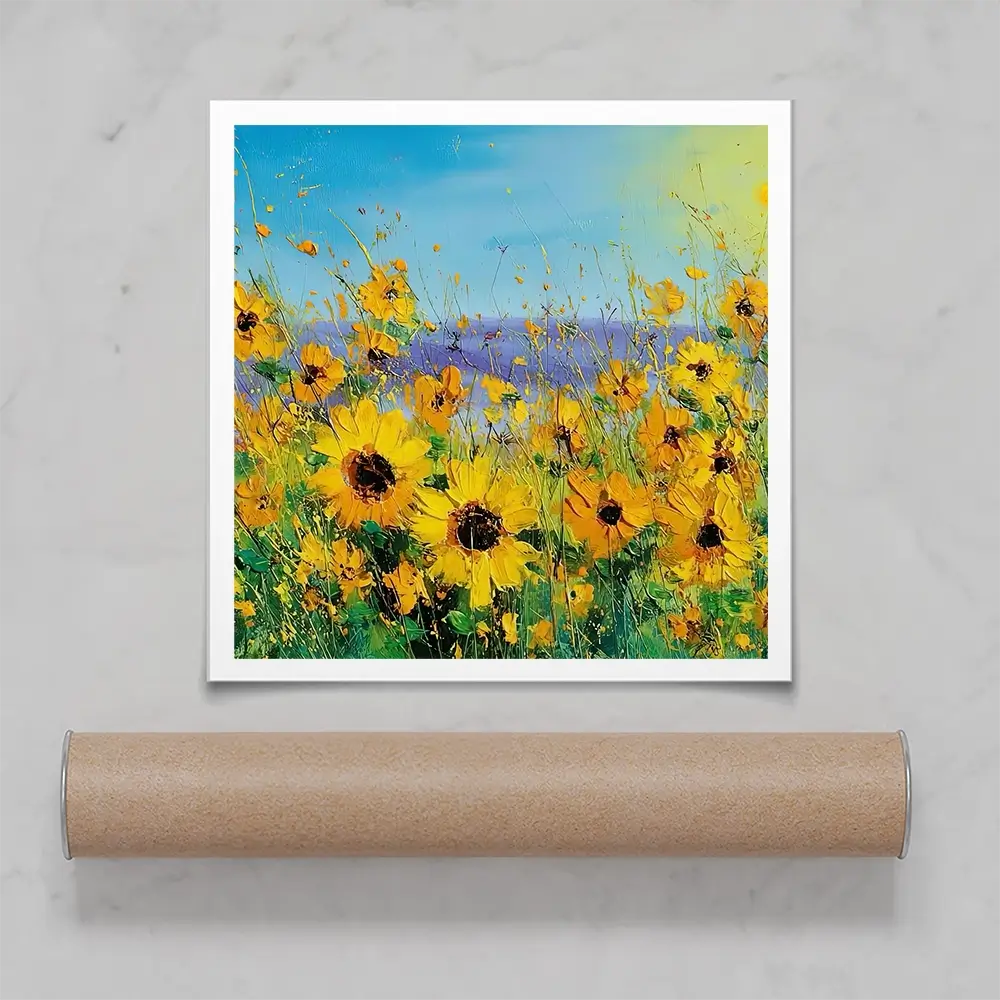 Sunflower Field Explosion Square Art Print Sunflower Field Explosion Square Art Print wall art product Art Print Shop