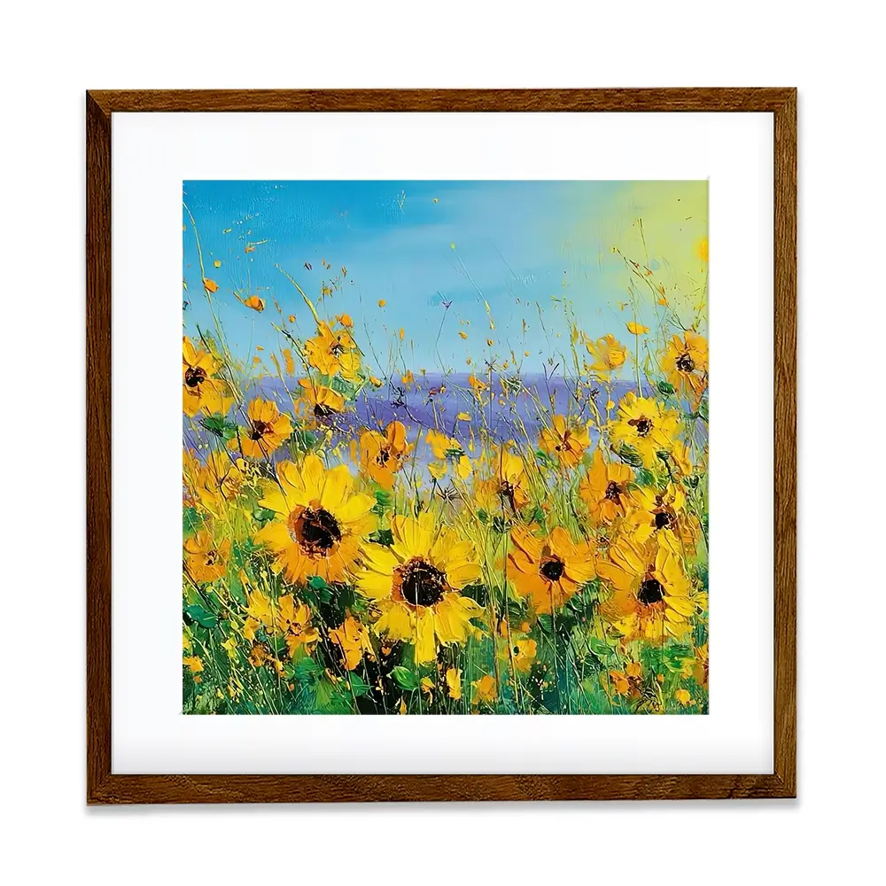 Sunflower Field Explosion Square Framed Art Print Sunflower Field Explosion Square Framed Art Print wall art product Art Print Shop