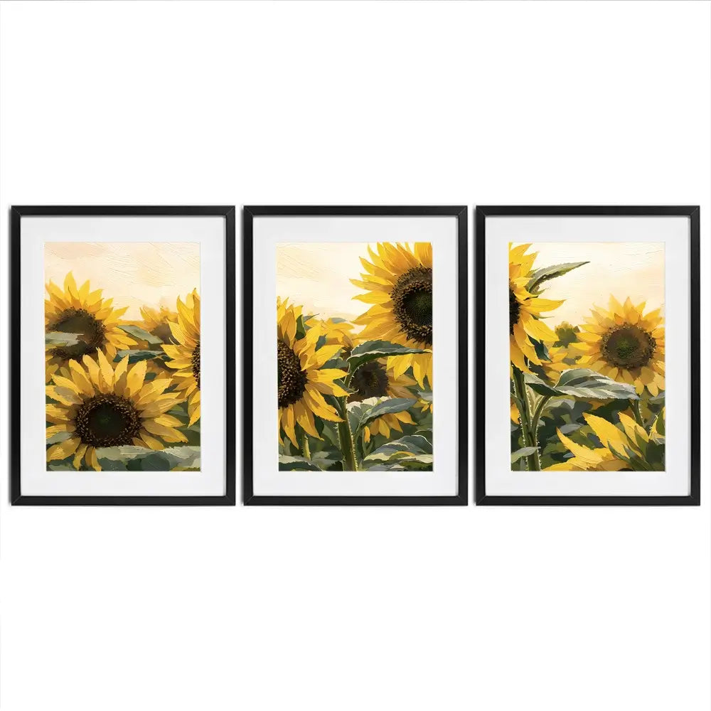 Sunflower Gathering Framed Art Print Trio Sunflower Gathering Framed Art Print Trio wall art product IAmHomeStudio