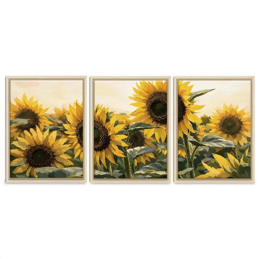 Sunflower Gathering Trio Canvas Print Sunflower Gathering Trio Canvas Print wall art product IAmHomeStudio