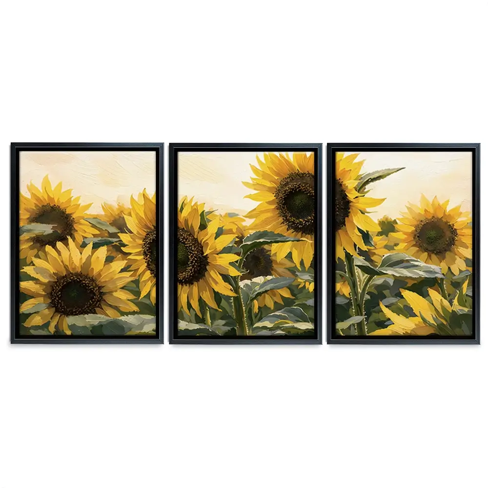 Sunflower Gathering Trio Canvas Print Sunflower Gathering Trio Canvas Print wall art product IAmHomeStudio