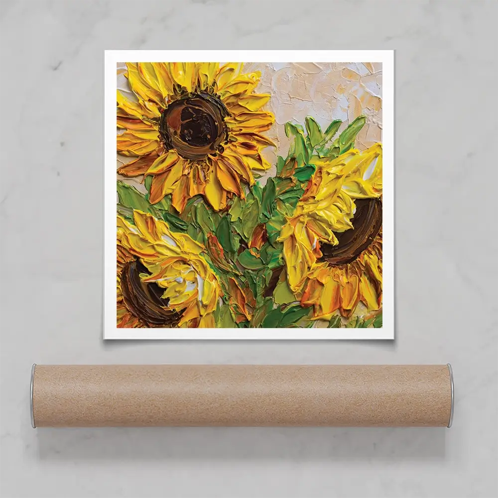 Sunflowers Warmth Square Art Print Sunflowers Warmth Square Art Print wall art product Olga Tkachyk