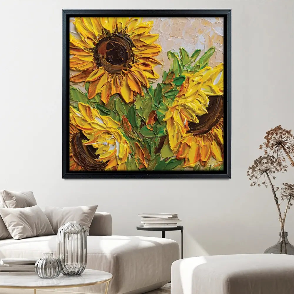 Sunflowers Warmth Square Canvas Print Sunflowers Warmth Square Canvas Print wall art product Olga Tkachyk