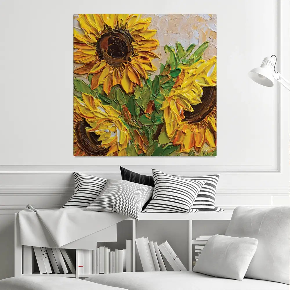 Sunflowers Warmth Square Canvas Print Sunflowers Warmth Square Canvas Print wall art product Olga Tkachyk