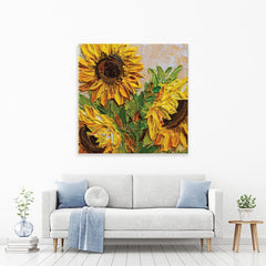Sunflowers Warmth Square Canvas Print wall art product Olga Tkachyk